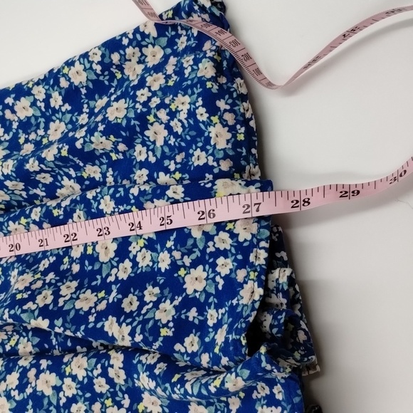 Xhilaration blue white floral sundress size medium adjustable straps, lace up - Picture 10 of 12